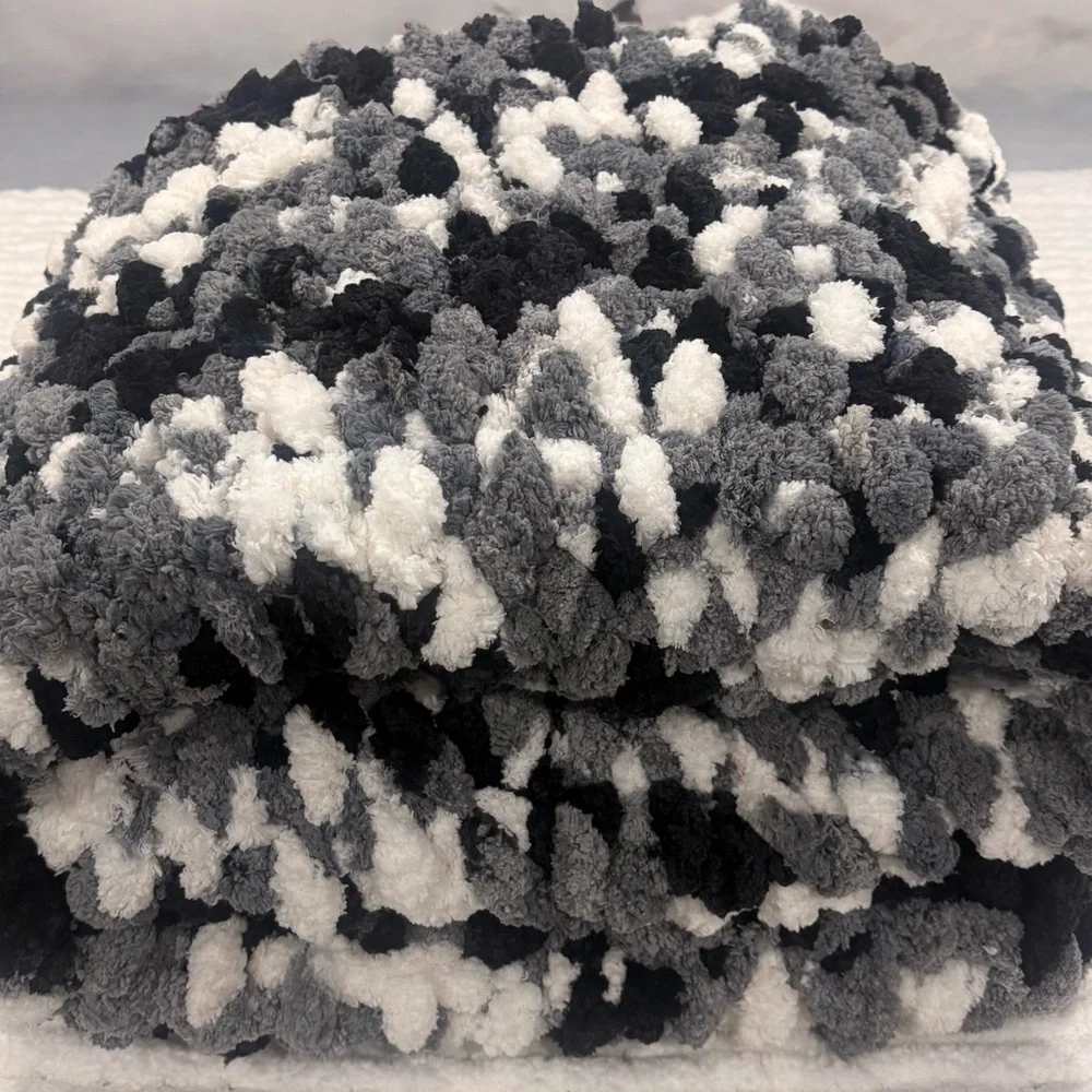 Cozy Black and White Chunky Hand Knit Blanket Hey Raiders Fans!!! 55x45